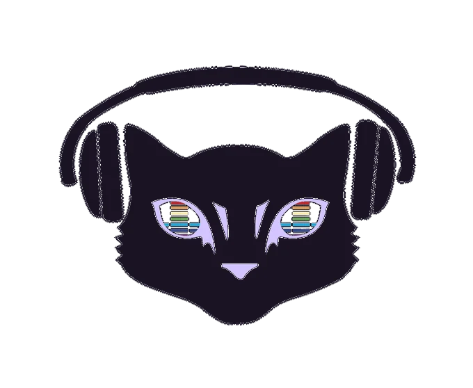 DJ Selina Style logo: a cat in headphones with equalizer eyes